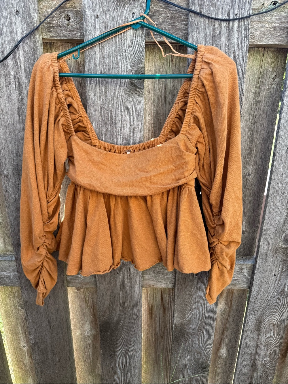 Free People Ruched Peasant Style Top